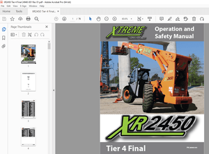 XTREME Telehandler XR2450 Tier 4 Final Operation &amp; Safety Manual PDF