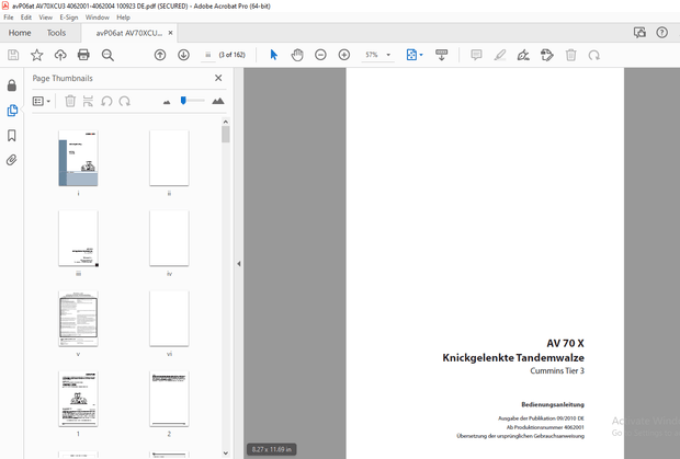 Ammann AV 70 X Knickgelenkte Tandemwalze Bedienungsanleitung 4062001 PDF