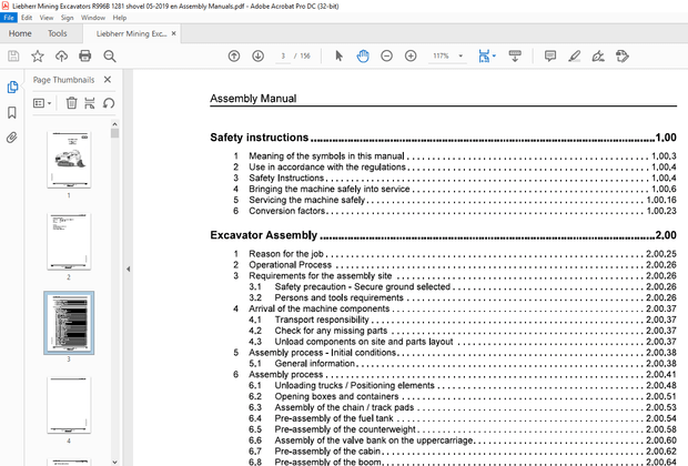 Liebherr R996B Hydraulic excavator Shovel attachment Assembly Manual – PDF DOWNLOAD