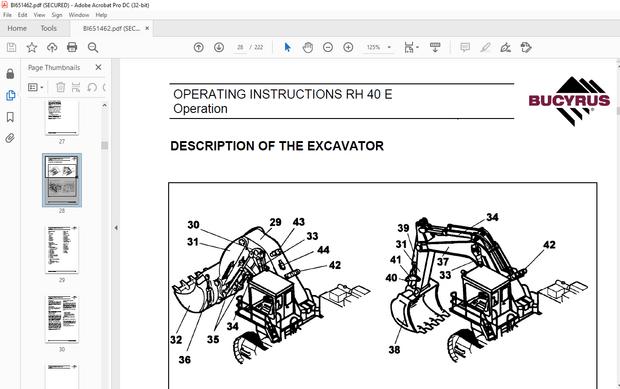 Cat Bucyrus Hydraulic Excavator RH 40E OPERATING INSTRUCTIONS MANUAL BI651462 – PDF DOWNLOAD