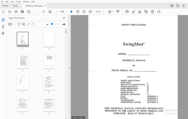 Drexel SwingMast R40SL Gas Service &amp; Parts Manual 25008-4 – PDF