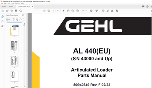 Gehl AL 440(EU) (SN 43000 and Up) Articulated Loader Parts Manual 50940349 – PDF DOWNLOAD