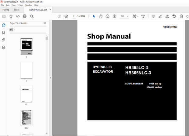 Komatsu HB365LC-3,HB365NLC-3 Hydraulic Excavator Repair Service Manual UENBM00523 - PDF DOWNLOAD