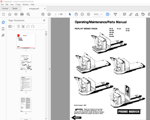 BT Prime-Mover PE45 PE45R PE45C PE60 PE60R PL45 HT45 HT60 Truck Operating Maintenance &amp; Parts Manual
