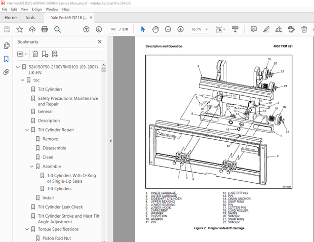 Yale Forklift D216 (ERP040-060DH) Service Manual – PDF DOWNLOAD