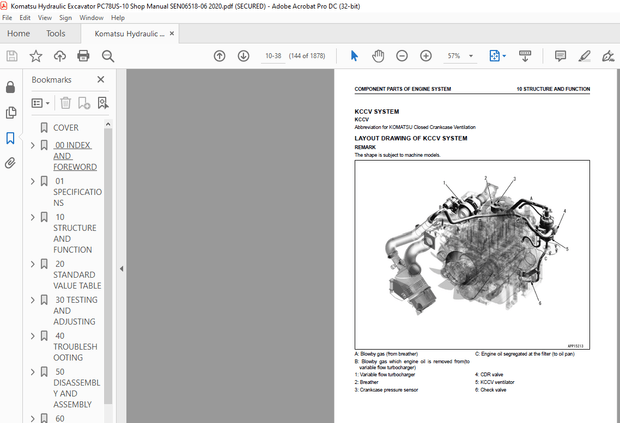 Komatsu PC78US-10 Series Hydraulic Excavator Shop Manual SEN06518-06 – PDF DOWNLOAD