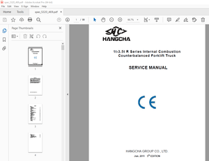 Hangcha 1t-3.5t R Series Internal Combustion Counterbalanced Forklift Truck Service Manual - PDF 