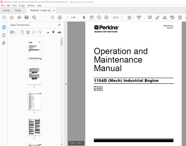 PERKINS 1104D (Mech) ENGINE Operation &amp; Maintenance Manual PDF