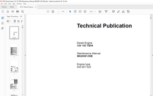 MTU Diesel Engine 12V 183 TE94 Maintenace Manual M020081-00E - PDF DOWNLOAD