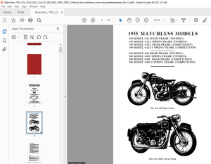 1955 MATCHLESS SINGLE CYLINDER MOTOR CYCLES  350 G3L G3LS G3LC G3LCS MAINTENANCE MANUAL