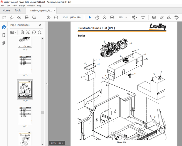 LEEBOY 8616 Conveyor Paver Operations, Service &amp; Parts Manual SN 84519 PDF DOWNLOAD