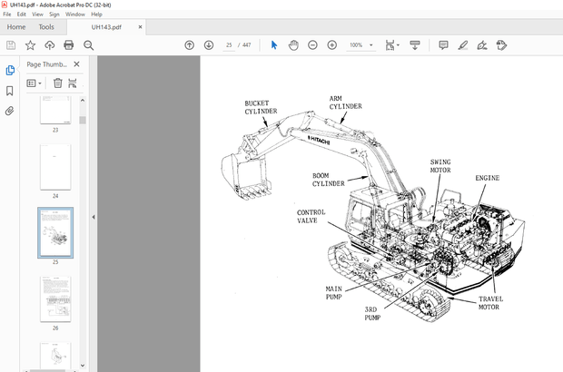 Hitachi Hydraulic Excavator UH143 service Manual – PDF DOWNLOAD