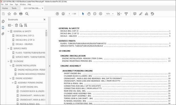 Gehl GBL-X-920 Backhoe Loader Parts Manual 53112679A – PDF DOWNLOAD