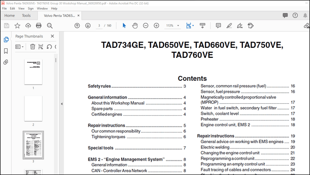 Volvo Penta TAD650VE, TAD660VE, TAD734GE, TAD750VE, TAD760VE Group 30 Woskshop Manual_360026950 PDF