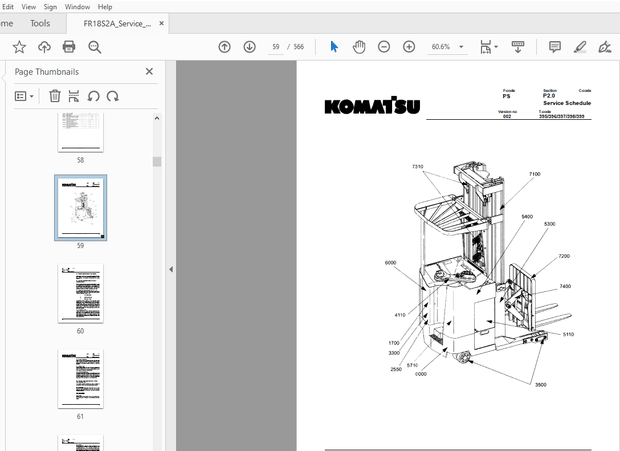 Komatsu Forklift FR18S-2A/23S-2A, FR15DR-2A Master Service Manual SM022A  - PDF DOWNLOAD