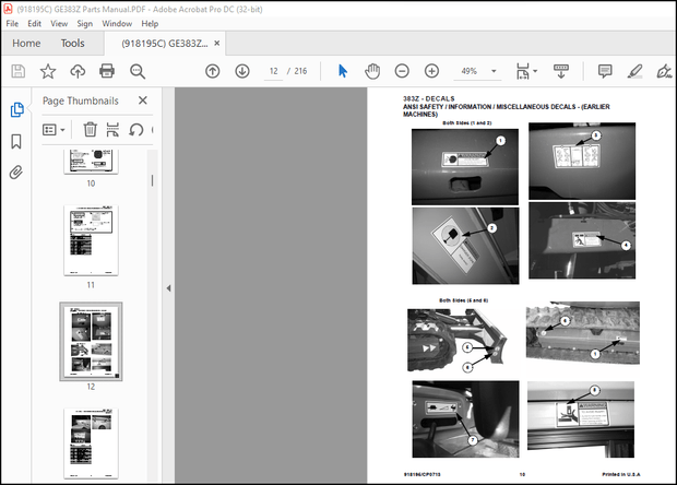GEHL Compact Excavators 383Z Parts Manual(918195) – PDF DOWNLOAD