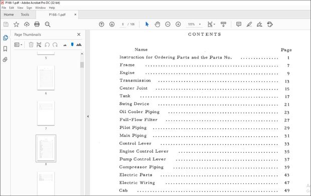 Hitachi Hydraulic Excavator UH07 Parts Manual(P166-1) – PDF DOWNLOAD