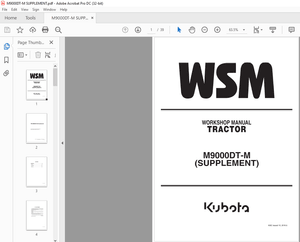 Kubota Tractor M9000DT-M (Supplement) Workshop Manual – PDF DOWNLOAD