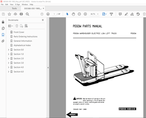 BT Prime Mover PE60W Warehouser Electric Low Lift Truck Parts Manual - PDF DOWNLOAD