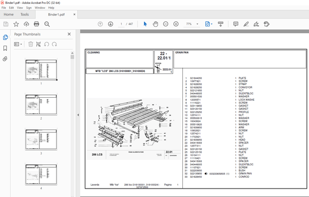 Laverda 286 LCS Agricultural Tractor Parts Manual 318100001-318100024 – PDF DOWNLOAD