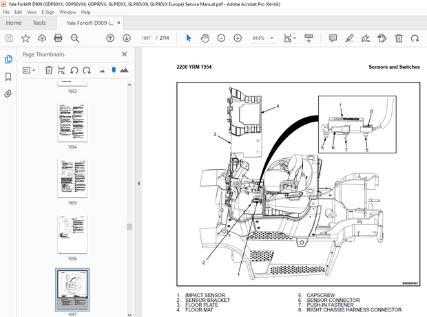 Yale Forklift D909 (GDP80VX, GDP80VX9, GDP90VX, GLP80VX, GLP80VX9, GLP90VX Europe) Service Manual 