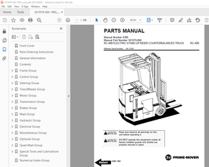 BT-Prime Mover RC-40B Electric Stand-up Rider Counterbalanced Truck Parts Manual - PDF DOWNLOAD