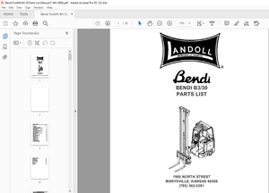 Bendi Landoll Forklift B3/30 Parts List Manual F-493-0808  – PDF DOWNLOAD