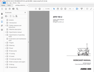 Ammann AFW 150-2 Asphalt Paver, Wheeled Workshop Manual 3038458 - PDF