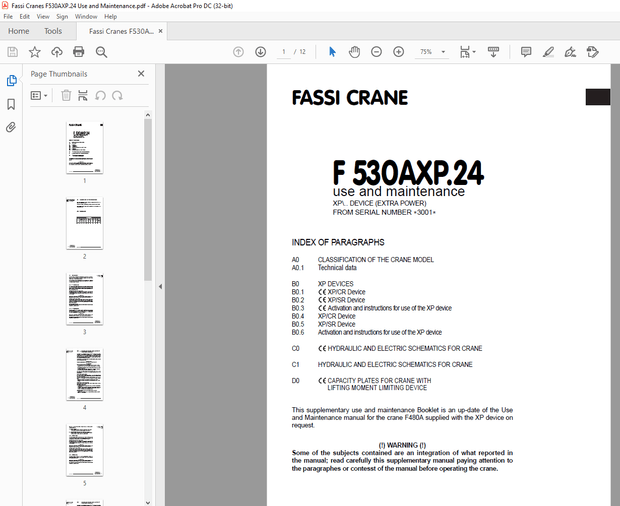 Fassi Crane F530AXP.24 Use and Maintenance Manual – PDF DOWNLOAD