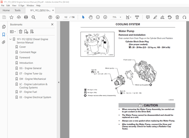 Unicarriers Forklift 1F1 1F2 QD32 Diesel Engine Service Manual - PDF DOWNLOAD