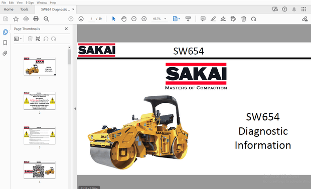 Sakai Asphalt Roller SW654 Diagnostic Information Manual - PDF