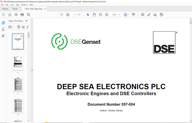MTU DEEP SEA ELECTRONICS PLC Electronic Engines &amp; DSE Controllers Manual  057-004 PDF - DOWNLOAD