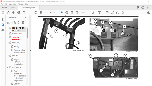 Gehl RS5-34 RS6-34 Telescopic Handler SERVICE MANUAL(913241) – PDF DOWNLOAD