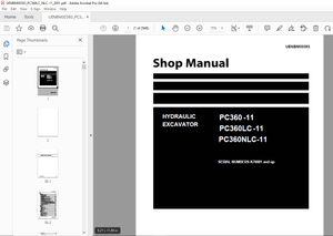 Komatsu PC360-11,PC360LC-11,PC360NLC-11 Hydraulic Excavator Repair Service Manual UENBM00393 - PDF