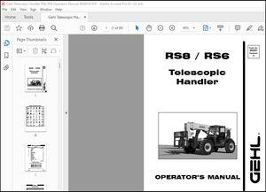 Gehl Telescopic Handler RS6, RS8 Operators Manual 908491B – PDF DOWNLOAD