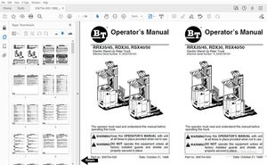 BT FORKLIFT RRX35/45, RDX30, RSX40/50 OPERATOR&#x27;S MANUAL 306754-000 - PDF DOWNLOAD