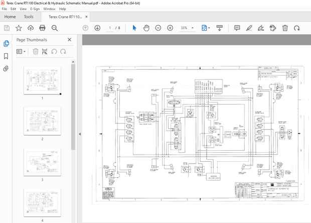 Terex Crane RT1100 Electrical &amp; Hydraulic Schematic Manual – PDF DOWNLOAD