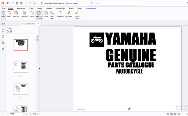 Yamaha Genuine Motorcycle GTS1000AE_AEC Parts Manual - PDF DOWNLOAD