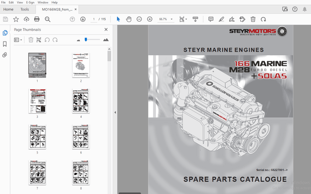 Steyr MO166M28 Marine Turbo Diesel Solas Parts Manual_68227001 – PDF DOWNLOAD