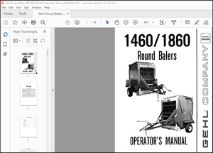 Gehl 1460 1860 Round Balers Operator’s Manual 903308 – PDF DOWNLOAD
