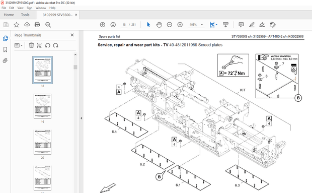 Ammann STV 3500 G sn 3102959 - AFT 400-2 sn KG002988 Parts Manual - PDF