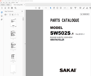 Sakai Vibrating  Roller SW502S-1 ENGINE KUBOTA V2203-EDM Parts Manual - PDF DOWNLOAD