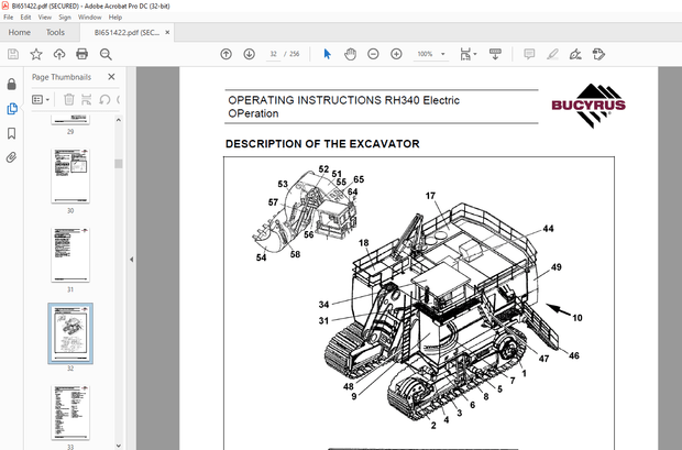 Cat Bucyrus RH 340 Hydraulic Excavator Operating Instructions Manual BI651422 – PDF DOWNLOAD