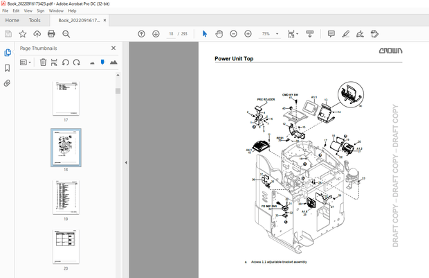 Crown Forklift RM 1000 Series Parts Manual – PDF DOWNLOAD