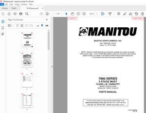 Manitou Forklift 7500 SERIES 3 STAGEMAST Parts Manual - PDF DOWNLOAD