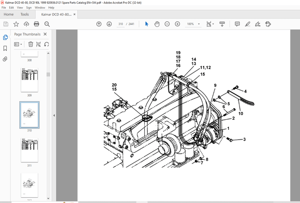 Kalmar DCD 40-80, DCD 90L 1999 Spare Parts Catalogue Manual 920936.0121 – PDF DOWNLOAD