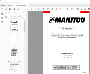Manitou Forklift 805428 SERIES 3-STAGE MAST Parts Manual – PDF DOWNLOAD