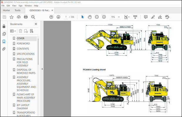 Komatsu PC2000-8 Hydraulic Excavator Field Assembly Instruction Manual GEN00060-18 – PDF DOWNLOAD