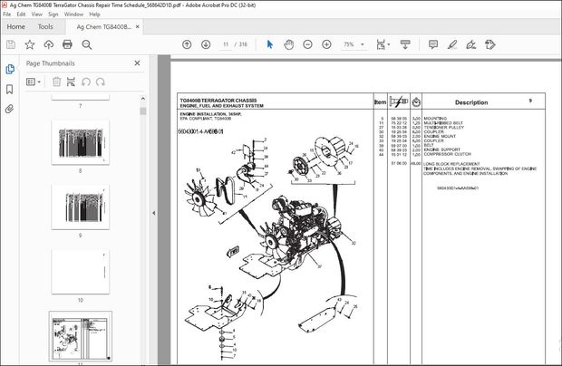 Ag Chem TG8400B TerraGator Chassis Repair Time Schedule Manual_568642D1D – PDF DOWNLOAD