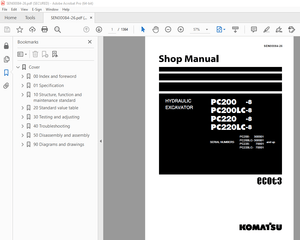 Komatsu PC200-8 PC200LC-8 PC220-8 PC220LC-8 Excavator Service Repair SEN00084-26 - PDF DOWNLOAD